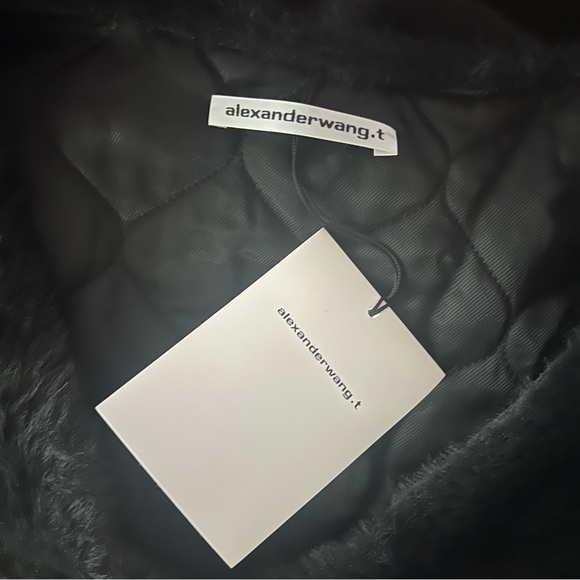 New ALEXANDER WANG V-Neck Faux Fur Cardigan w/Quilted Lining in Black Size L NWT - Picture 10 of 12